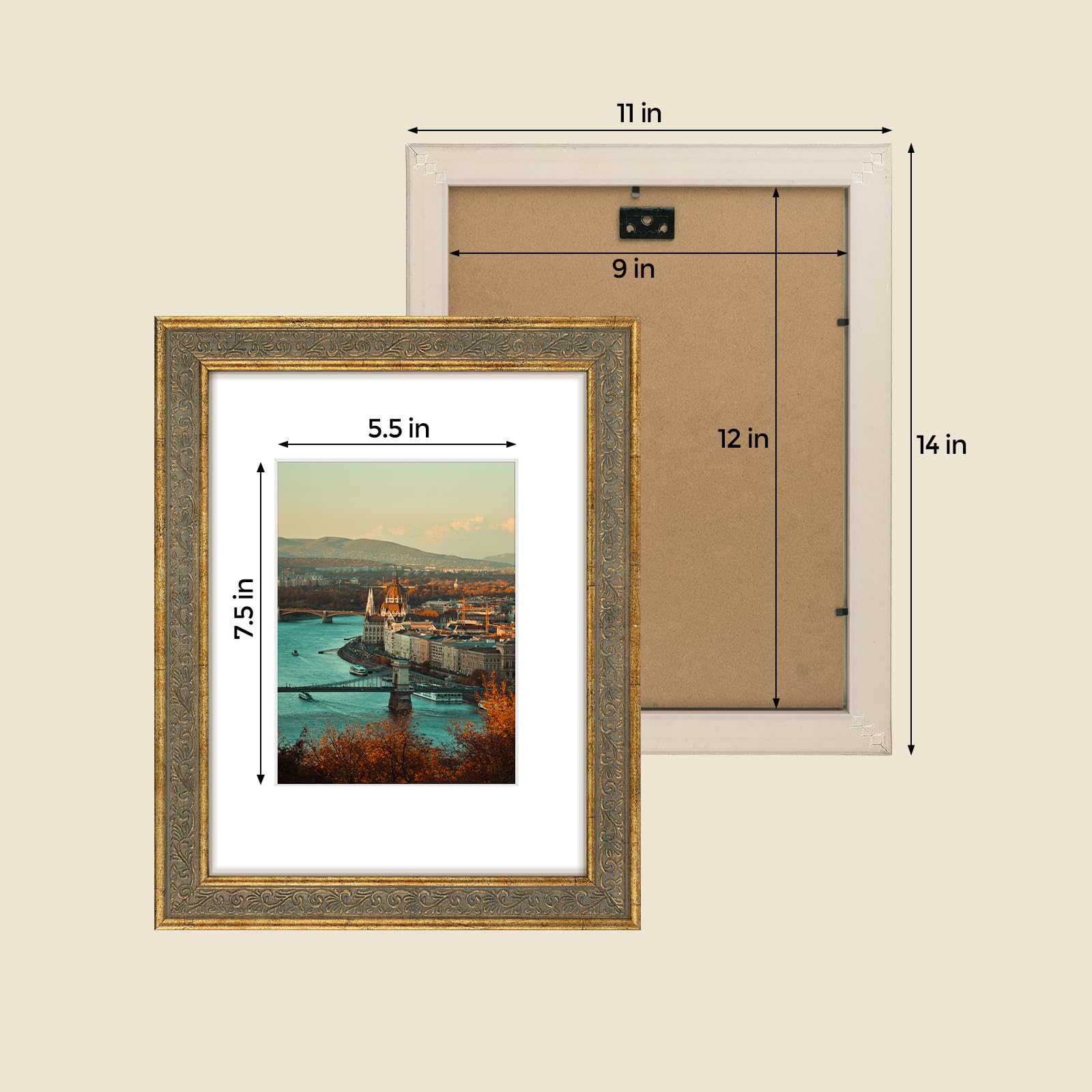 Amazon.com - Golden State Art, 9X12 Photo Frame with White Mat for